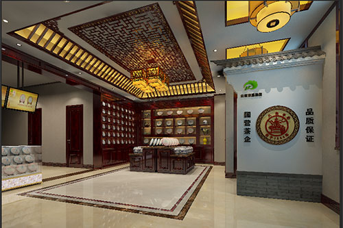 泰州古朴典雅的中式茶叶店大堂设计效果图