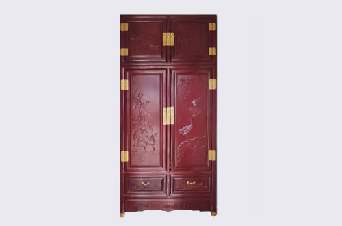 泰州高端中式家居装修深红色纯实木衣柜