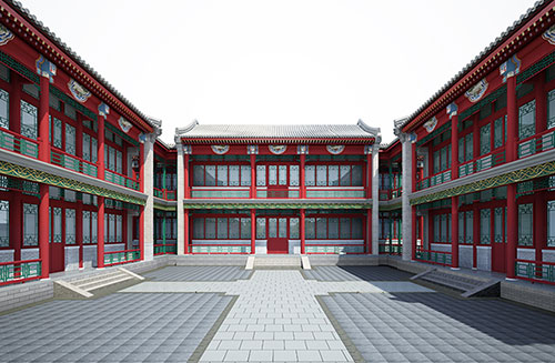 泰州北京四合院设计古建筑鸟瞰图展示